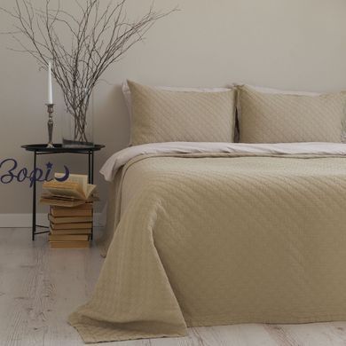 Покривало стьобане з наволочкою 180x240 LIMASSO CAMBRIDGE OXFORD TAN бежеве 800469 фото