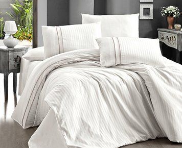Сімейний комплект постільної білизни First Choice сатин де люкс Stripe style krem (cream) 2x160x220 m017895 фото