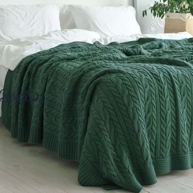 Покривало 220х240 LA MODNO GENOVA DUCK GREEN темно-зелене 200415 фото