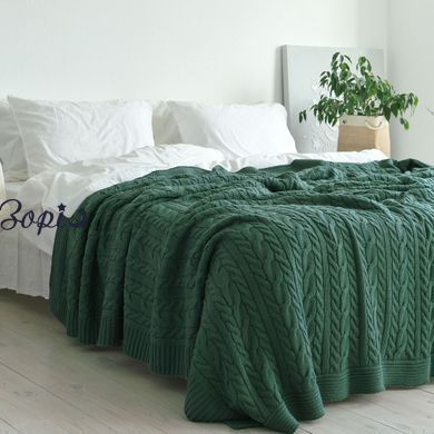 Покривало 220х240 LA MODNO GENOVA DUCK GREEN темно-зелене 200415 фото