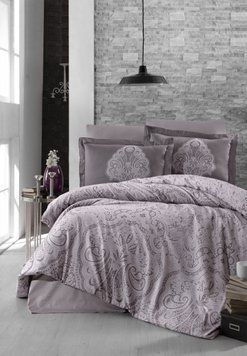 Євро комплект постільної білизни First Choice сатин люкс Melina lavender 200x220 m017488 фото