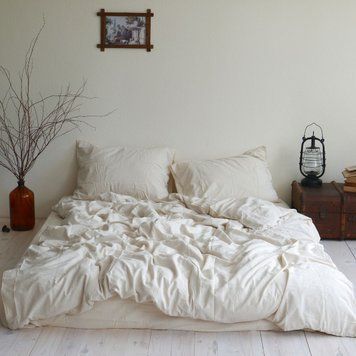 Постільна білизна із вареної бавовни La Modno CREAM кремовий сімейний 200303 фото