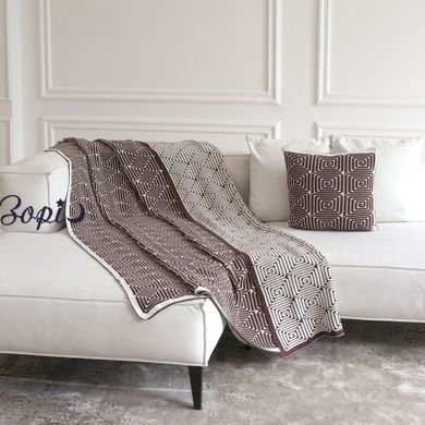 Плед 150x200 LA MODNO MONOGRAM BROWN-ECRU коричнево-бежевий 200186 фото