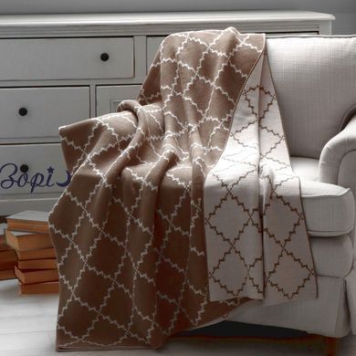Плед 150x200 LA MODNO DIAMOND DARK BEIGE-BEIGE темно бежевий-бежевий 200177 фото