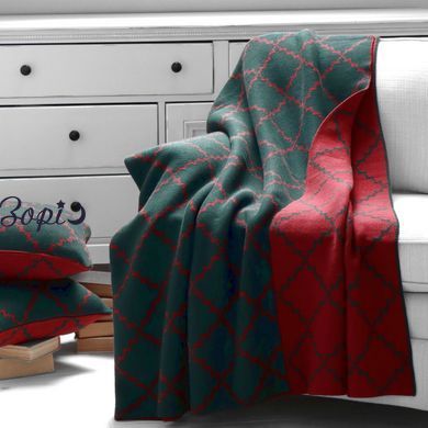 Плед 150x200 LA MODNO DIAMOND GREEN-BURGUNDY зелений-бордовий 200261 фото