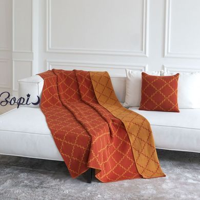 Плед 150x200 LA MODNO DIAMOND ORANGE-MUSTARD помаранчовий-гірчичний 200176 фото