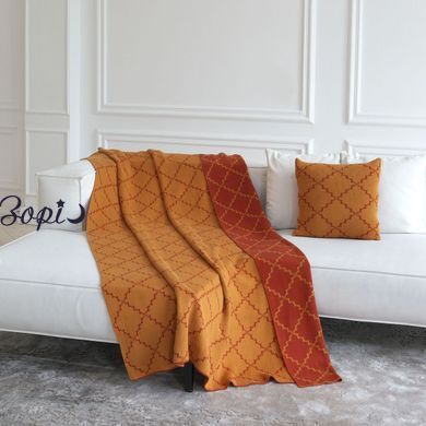 Плед 150x200 LA MODNO DIAMOND ORANGE-MUSTARD помаранчовий-гірчичний 200176 фото