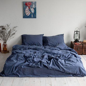 Постільна білизна із вареної бавовни La Modno DARK BLUEBERRY темно-фіолетовий євро 200315 фото