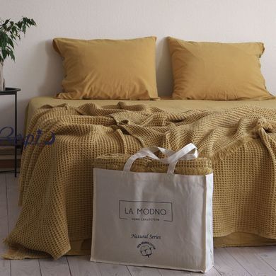 Покривало 220х240 LA MODNO PIKE STONEWASHED GOLDEN YELLOW жовто-гірчичне 200386 фото