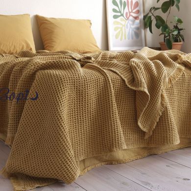 Покривало 220х240 LA MODNO PIKE STONEWASHED GOLDEN YELLOW жовто-гірчичне 200386 фото