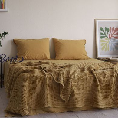 Покривало 220х240 LA MODNO PIKE STONEWASHED GOLDEN YELLOW жовто-гірчичне 200386 фото