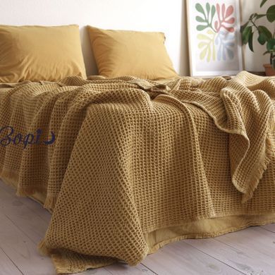 Покривало 220х240 LA MODNO PIKE STONEWASHED GOLDEN YELLOW жовто-гірчичне 200386 фото