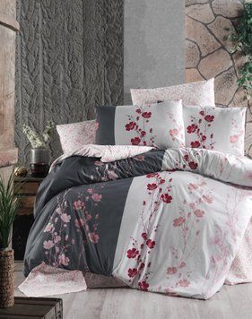 Євро комплект постільної білизни First Choice de luxe ранфорс кольоровий Carmelia anthracite 200x220 m017470 фото