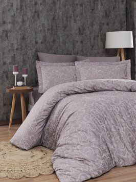 Євро комплект постільної білизни First Choice сатин люкс Sweta leylak (lilac) 200x220 m016567 фото