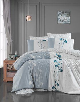 Євро комплект постільної білизни First Choice de luxe ранфорс кольоровий Carmelia grey 200x220 m017469 фото