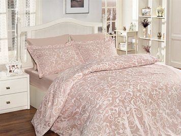 Євро комплект постільної білизни First Choice сатин люкс Sweta pudra (powder) 200x220 m010980 фото