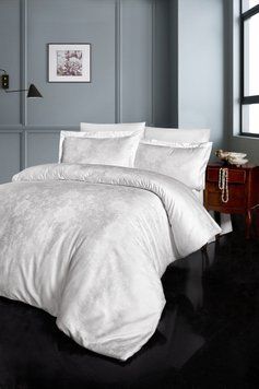 Євро комплект постільної білизни First Choice жаккард superior tencel Gwen krem 200x220 m016613 фото