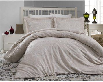 Сімейний комплект постільної білизни Altinbasak сатин люкс Easter beige 2*160*220 m014667 фото