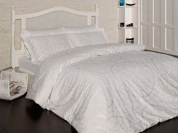 Євро комплект постільної білизни First Choice сатин люкс Vanessa cream 200x220 m010981 фото