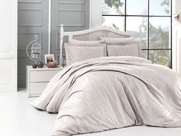 Євро комплект постільної білизни First Choice жаккард Clovis sampanya 200x220 m016406 фото