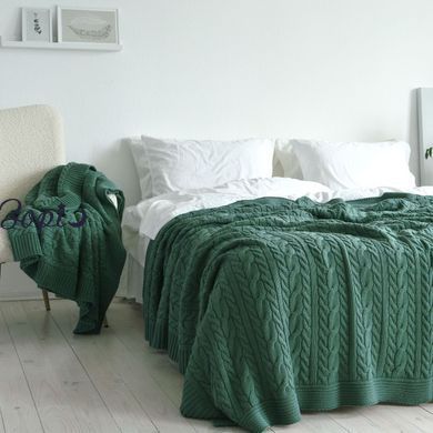 Покривало 170х240 LA MODNO GENOVA DUCK GREEN темно-зелене 200416 фото