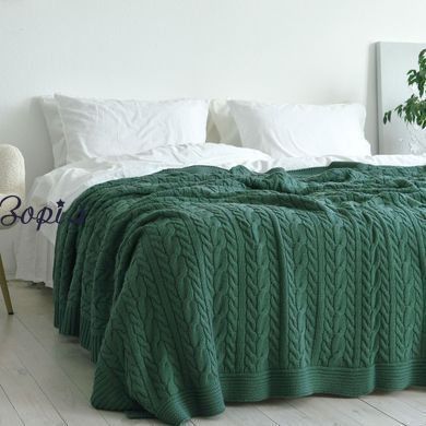 Покривало 170х240 LA MODNO GENOVA DUCK GREEN темно-зелене 200416 фото