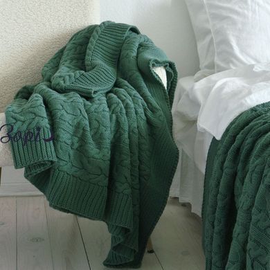 Покривало 170х240 LA MODNO GENOVA DUCK GREEN темно-зелене 200416 фото