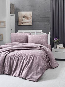 Євро комплект постільної білизни First Choice сатин Aqua серія Celina lilac 200x220 m017537 фото