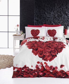 Євро комплект постільної білизни First Choice vip сатин 3d 200х220 Valentine 200x220 m016795 фото